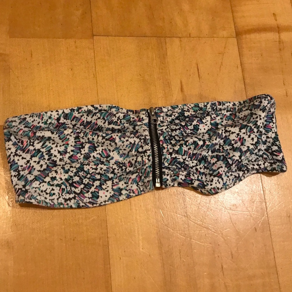 Foxy multi colored bandeau with zipper front